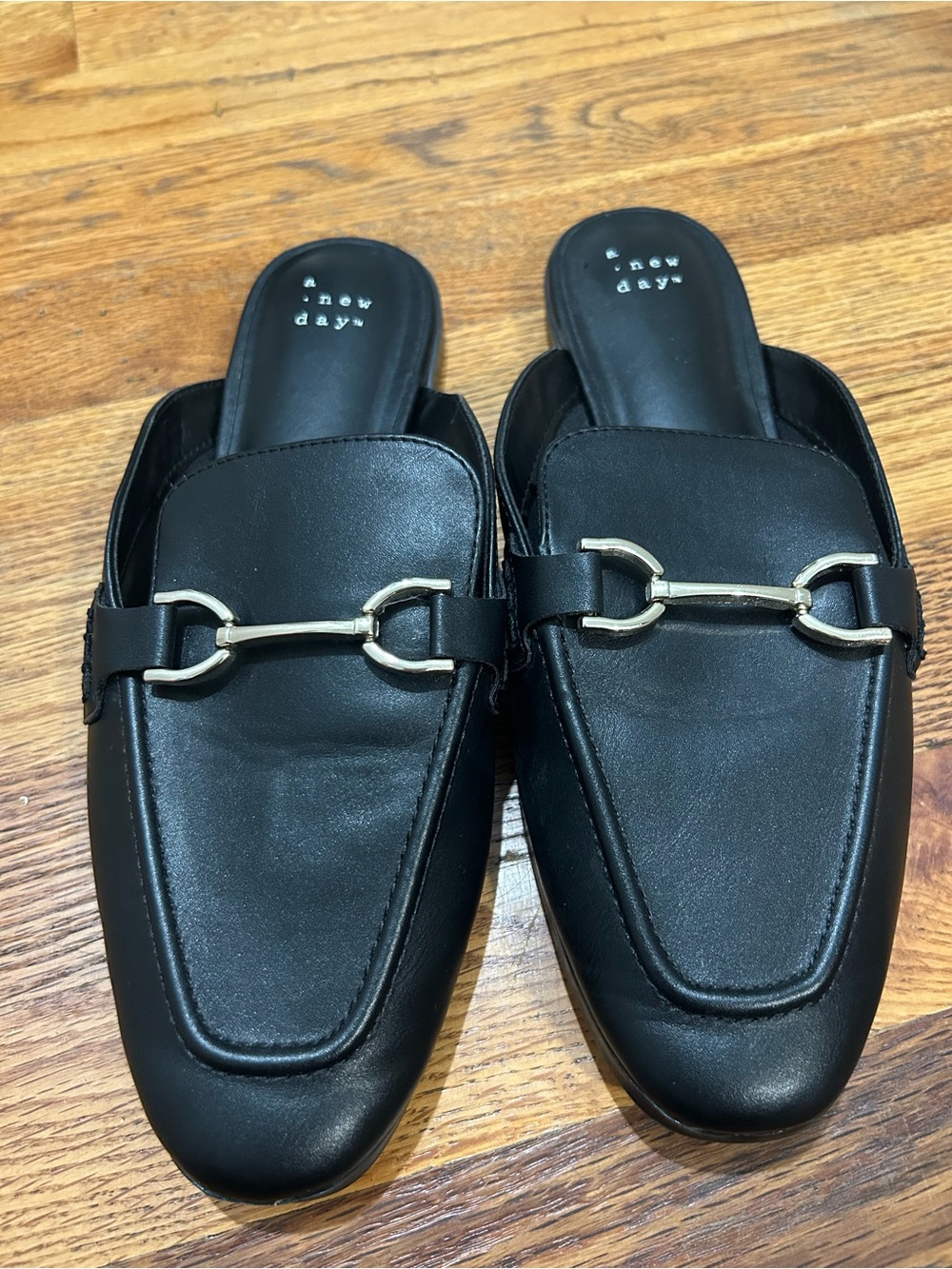 A New Day - Target Black Slip-On Mule Loafers with Silver Bit Accent Size 8